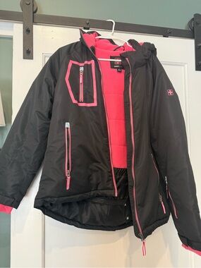 Swiss Tech Black Jacket with Hot Pink Lining